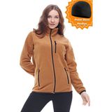 Ghassy Co. Kadın Pro Rüzgar Geçirmez 5 Cepli Tam Fermuarlı Outdoor Polar Ceket TMFR869866011 - Camel