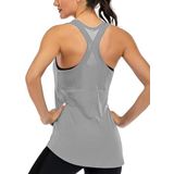 Ghassy Co. Kadın Racerback Sırt Açık Yarı Fileli Antrenman Yoga Koşu Spor Atlet Tank Tops 1780 AÇIK GRİ L