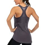 Ghassy Co. Kadın Racerback Sırt Açık Yarı Fileli Antrenman Yoga Koşu Spor Atlet Tank Tops 1780 FÜME S