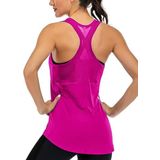 Ghassy Co. Kadın Racerback Sırt Açık Yarı Fileli Antrenman Yoga Koşu Spor Atlet Tank Tops 1780 FUŞYA L