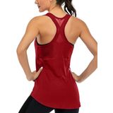 Ghassy Co. Kadın Racerback Sırt Açık Yarı Fileli Antrenman Yoga Koşu Spor Atlet Tank Tops 1780 KIRMIZI M