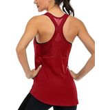 Ghassy Co. Kadın Racerback Sırt Açık Yarı Fileli Antrenman Yoga Koşu Spor Atlet Tank Tops 1780 KIRMIZI XL