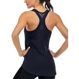 Ghassy Co. Kadın Racerback Sırt Açık Yarı Fileli Antrenman Yoga Koşu Spor Atlet Tank Tops 1780 LACİVERT L