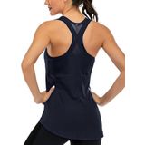 Ghassy Co. Kadın Racerback Sırt Açık Yarı Fileli Antrenman Yoga Koşu Spor Atlet Tank Tops 1780 LACİVERT XL
