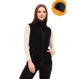 GHASSY CO. Kadın Siyah Polar Çok Cepli Trekking Spor Yelek