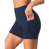 Ghassy Co. Kadın Toparlayıcı Yüksek Bel Cepli Egzersiz Fitnes Koşu Kısa Spor Tayt LACİVERT M