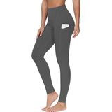 Ghassy Co. Kadın Yüksek Bel Karın Kontrolü Çift Cepli Yoga Koşu Spor Tayt - XL - Füme
