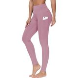 Ghassy Co. Kadın Yüksek Bel Karın Kontrolü Çift Cepli Yoga Koşu Spor Tayt - XL - Pembe