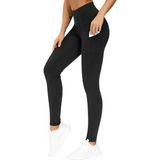 Ghassy Co. Kadın Yüksek Bel Karın Kontrolü Çift Cepli Yoga Koşu Spor Tayt - XL - Siyah