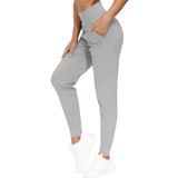 Ghassy Co.Kadın Yüksek Bel Yoga Koşu Egzersiz Joggers Hafif Eşofman Altı AÇIK GRİ XL