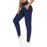 Ghassy Co.Kadın Yüksek Bel Yoga Koşu Egzersiz Joggers Hafif Eşofman Altı LACİVERT XL