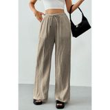 Ghassy Co. Kadın%100 Cotton Müslin Ultra Hafif Palazzo Model Geniş Paça Keten Karışım Pantolon