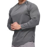 Ghassy Co. Running Füme Sports Reglan Oval Kesim Uzun Kollu Pamuklu Penye Erkek T-shirt