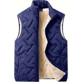 Ghassy Co. Unisex Çift Katman Ultra Termal Isı Yalıtımlı Su ve Rüzgar Geçirmez Içi Peluşlu Yelek - 2XL - Lacivert
