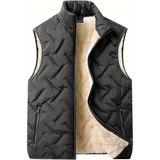 Ghassy Co. Unisex Çift Katman Ultra Termal Isı Yalıtımlı Su ve Rüzgar Geçirmez Içi Peluşlu Yelek - 2XL - Siyah