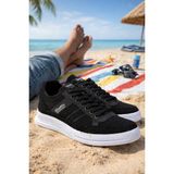 Ghattix Yeni Sezon 105 Erkek Günlük Keten Sneaker Ayakkabı - Siyah
