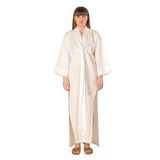GHIZLANE Keten Uzun Kimono (Optik Beyaz, Tek Beden)