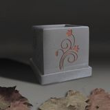 Ghogol Home Çiçek Motifli Beton Küp Saksı
