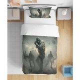 Ghost Cod 3D Dijital Baskılı Tek Kişilik Çarşafsız Genç Nevresim Takımı - Gri - 160 x 220 cm
