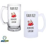 Ghostbastır Design Alem Beybi Görsün Kulplu Bira Bardağı Buzlu Veya Şeffaf Seçenekli 0262 - 500 ml