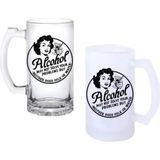 Ghostbastır Design Alkol Sorunları Çözmez Kulplu Bira Bardağı Buzlu Veya Şeffaf Seçenekli 005 - 500 ml
