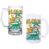 Ghostbastır Design Aloha Kulplu Bira Bardağı Buzlu Veya Şeffaf Seçenekli 008 - 1 Adet - 500 ml