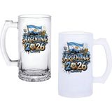 Ghostbastır Design Arjantin Dünya Kupası Kulplu Bira Bardağı Buzlu Veya Şeffaf Seçenekli 015 - 1 Adet - 500 ml