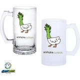 Ghostbastır Design Asparakaz Kulplu Bira Bardağı Buzlu Veya Şeffaf Seçenekli 0269 - 1 Adet - 500 ml