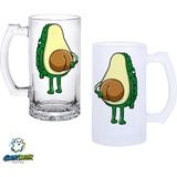 Ghostbastır Design Avakado Kulplu Bira Bardağı Buzlu Veya Şeffaf Seçenekli 0270 - 500 ml
