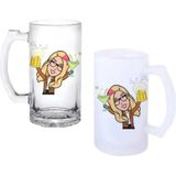 Ghostbastır Design Avatar Kulplu Bira Bardağı Buzlu Veya Şeffaf Seçenekli 018 - 1 Adet - 500 ml