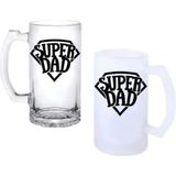 Ghostbastır Design Babalar Günü Kulplu Bira Bardağı Buzlu Veya Şeffaf Seçenekli 019 - 500 ml