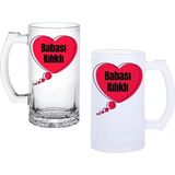 Ghostbastır Design Babası Kılıklı Kulplu Bira Bardağı Buzlu Veya Şeffaf Seçenekli 020 - 1 Adet - 500 ml