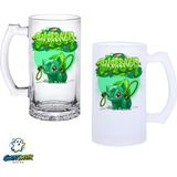Ghostbastır Design Balbasaur Kulplu Bira Bardağı Buzlu Veya Şeffaf Seçenekli 0272 - 500 ml