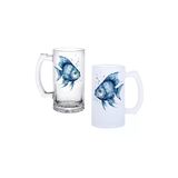 Ghostbastır Design Balıklı Kulplu Bira Bardağı Buzlu Veya Şeffaf Seçenekli 021