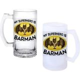 Ghostbastır Design Batman Kulplu Bira Bardağı Buzlu Veya Şeffaf Seçenekli 024 - 1 Adet - 500 ml