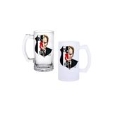 Ghostbastır Design Beşiktaş Atatürk Kulplu Bira Bardağı Buzlu Veya Şeffaf Seçenekli 0132