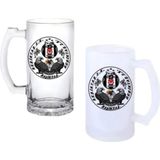 Ghostbastır Design Beşiktaş Kulplu Bira Bardağı Buzlu Veya Şeffaf Seçenekli 0129 - 500 ml