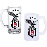Ghostbastır Design Beşiktaş Kulplu Bira Bardağı Buzlu Veya Şeffaf Seçenekli 0131 - 500 ml