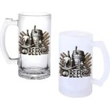 Ghostbastır Design Bira Harmanı Kulplu Bira Bardağı Buzlu Veya Şeffaf Seçenekli 030 - 1 Adet - 500 ml