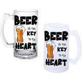 Ghostbastır Design Bira Kalp Anahtarı Kulplu Bira Bardağı Buzlu Veya Şeffaf Seçenekli 034 - 500 ml