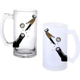 Ghostbastır Design Bira Kapağı Kulplu Bira Bardağı Buzlu Veya Şeffaf Seçenekli 035 - 500 ml