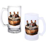 Ghostbastır Design Bira Kovası Kulplu Bira Bardağı Buzlu Veya Şeffaf Seçenekli 036 - 1 Adet - 500 ml
