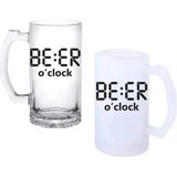 Ghostbastır Design Bira Saati Kulplu Bira Bardağı Buzlu Veya Şeffaf Seçenekli 037 - 500 ml