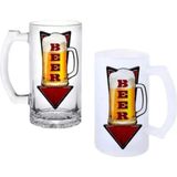 Ghostbastır Design Bira Yönü Kulplu Bira Bardağı Buzlu Veya Şeffaf Seçenekli 039 - 1 Adet - 500 ml