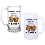 Ghostbastır Design Birahaneye Destek Kulplu Bira Bardağı Buzlu Veya Şeffaf Seçenekli 029 - 500 ml