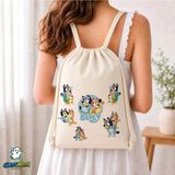 Ghostbastır Design Bluey Büzgülü Keten Çanta C033 - Bej