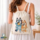 Ghostbastır Design Bluey Büzgülü Keten Çanta C039 - Bej