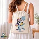 Ghostbastır Design Bluey Büzgülü Keten Çanta C041 - Bej