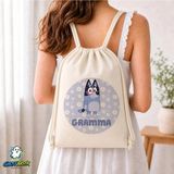 Ghostbastır Design Bluey Gramma Büzgülü Keten Çanta C046 - Bej