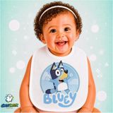 Ghostbastır Design Bluey Keten Bebek Mama Önlüğü – Yumuşak, Emici, Yıkanabilir, Özel Tasarım P019 - Çok Renkli - 0+ Ay
